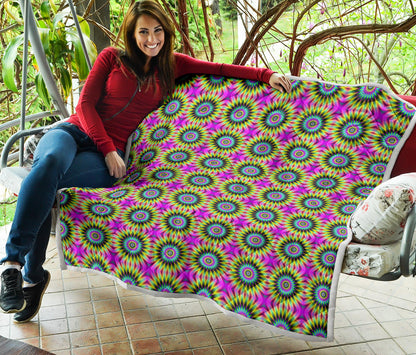 Optical illusion Flower Rainbow Style Quilt Bedspread