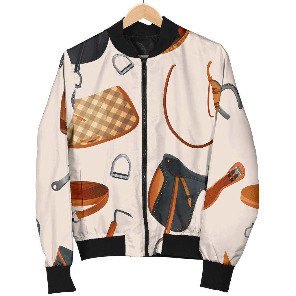 Equestrian Equipment Print Pattern Men Bomber Jacket