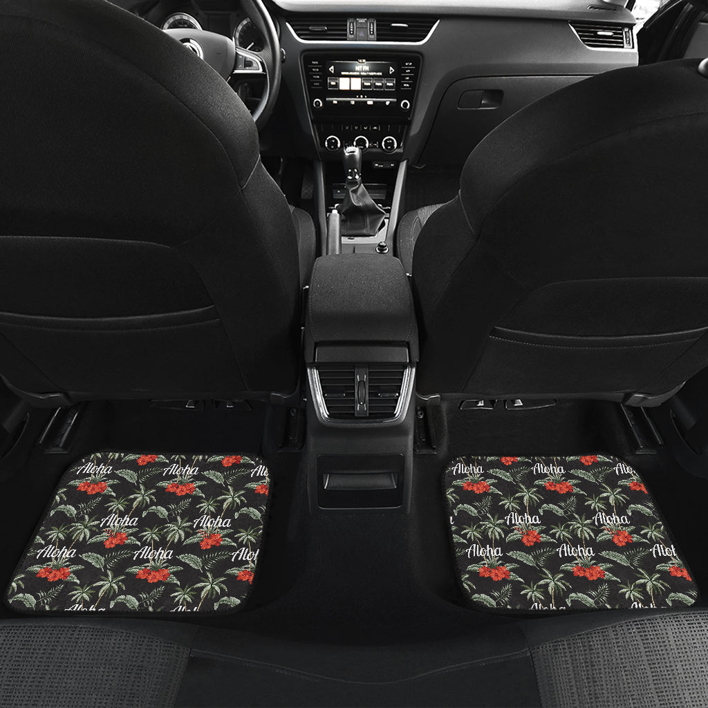 Aloha Palm Tree Design Themed Print Car Floor Mats Front Back