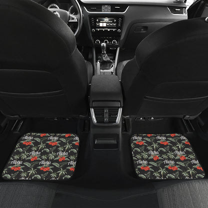 Aloha Palm Tree Design Themed Print Car Floor Mats Front Back