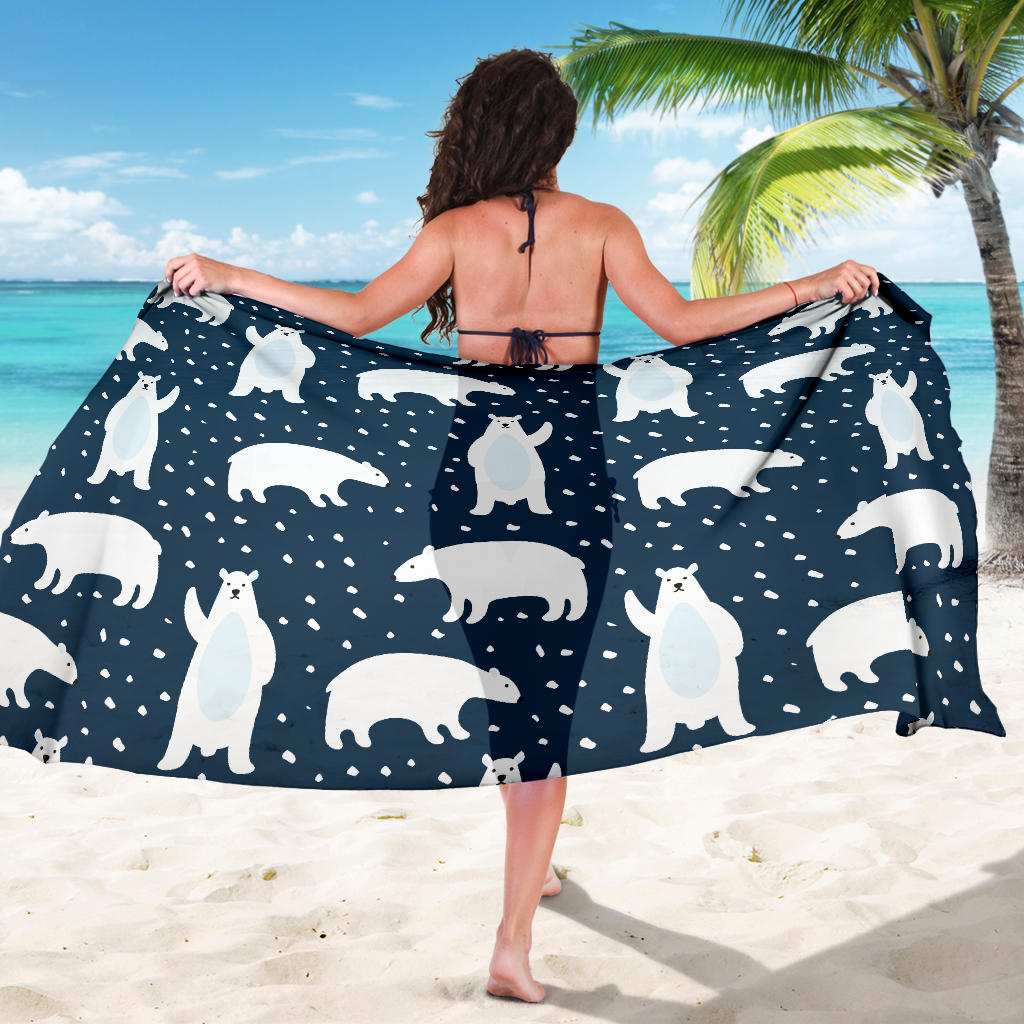 Polar Bear Pattern Print Design A02 Sarong Pareo Wrap