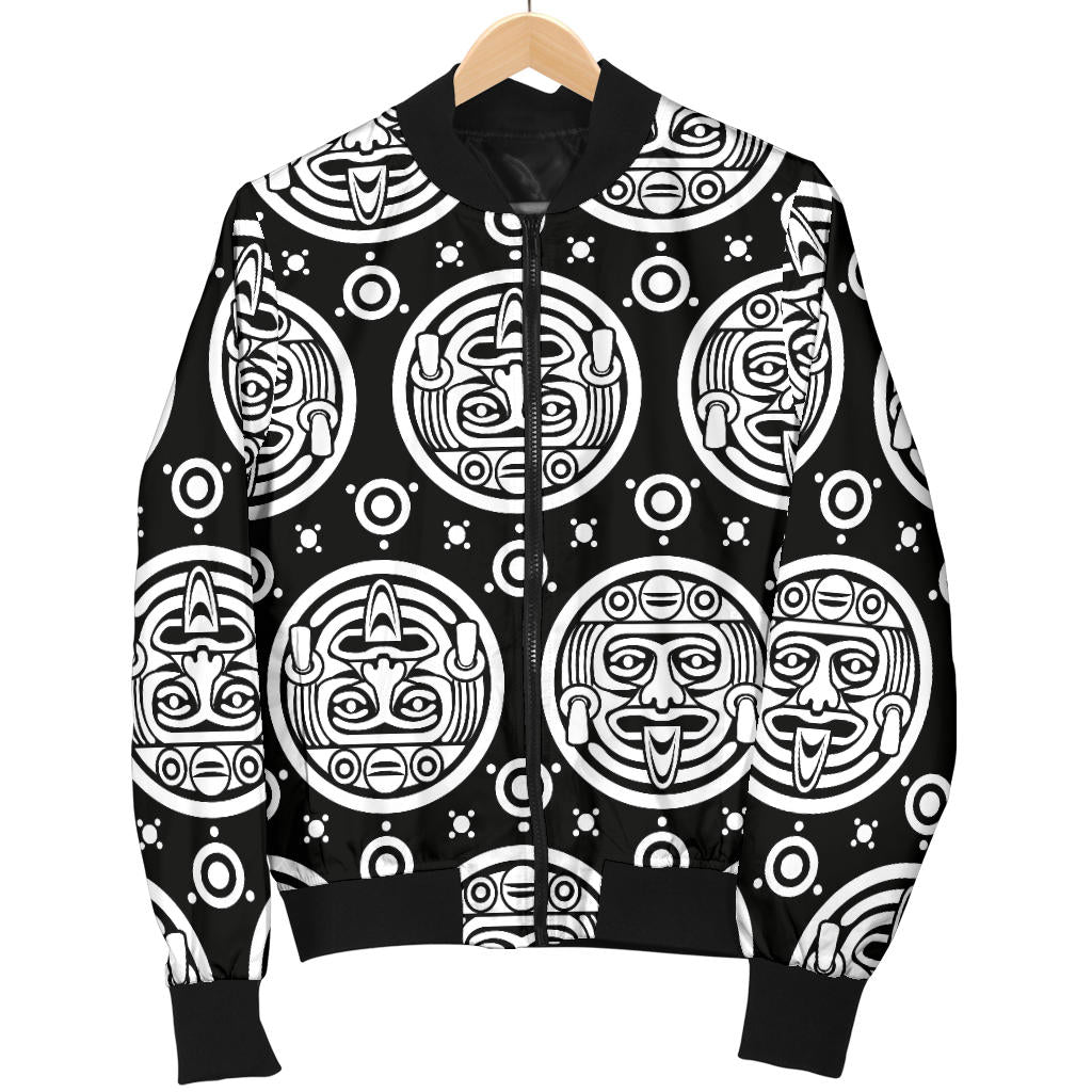 Calendar Aztec White Black Print Pattern Men Bomber Jacket
