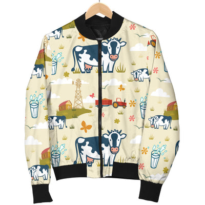 Cow Farm Design Print Men Bomber Jacket