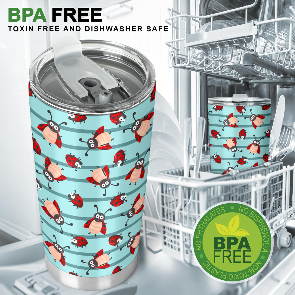 Ladybug Happy Print Pattern Tumbler