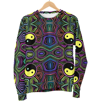 Yin Yang Neon Color Design Print Men Long Sleeve Sweatshirt