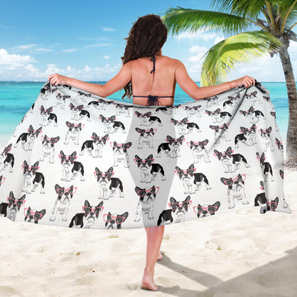 Boston Terrier Pattern Print Design 03 Sarong Pareo Wrap