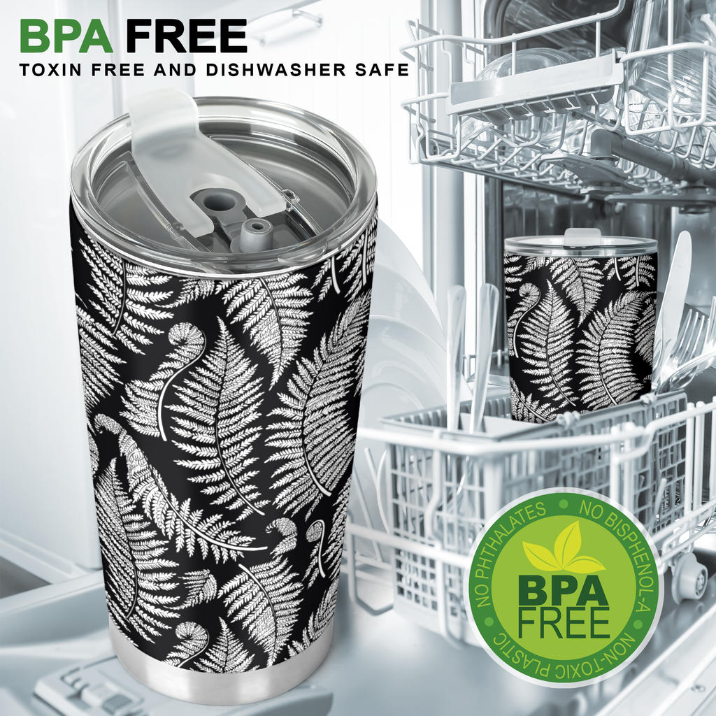 Fern Leave Black White Print Pattern Tumbler
