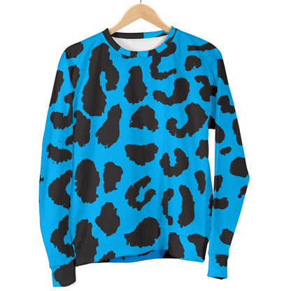 Cheetah Blue Print Pattern Women Long Sleeve Sweatshirt