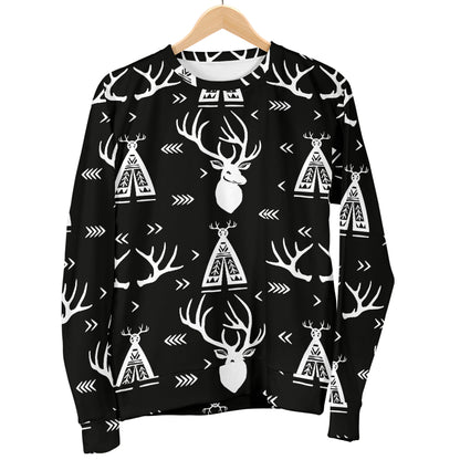Deer Native Indian Print Pattern Women Long Sleeve Sweatshirt