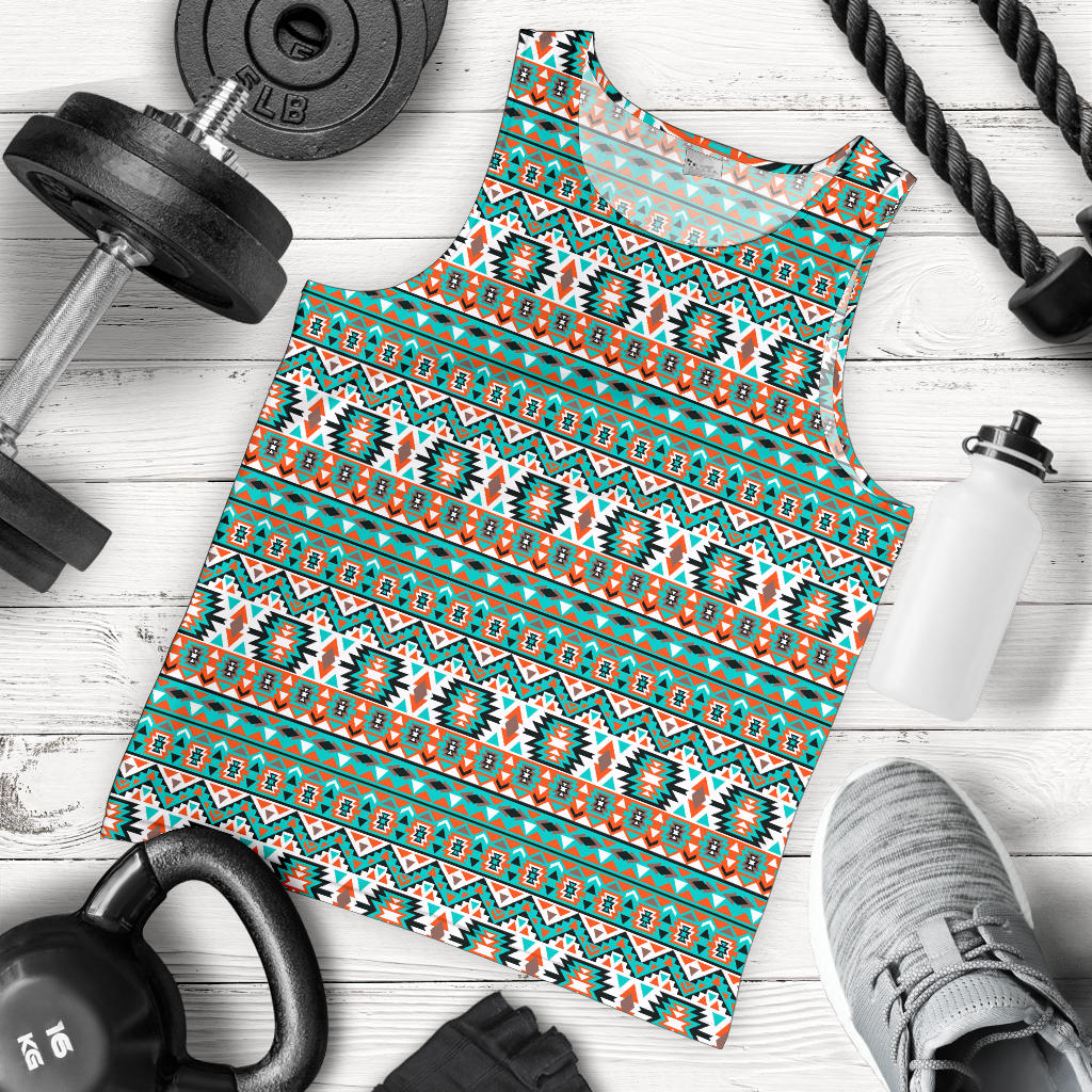 Indian Navajo Ethnic Themed Design Print Men Tank Top
