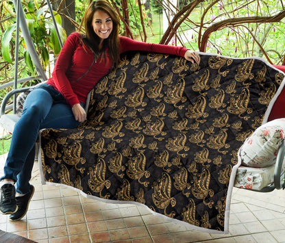 Owl Tribal Polynesian Design Print Quilt Bedspread