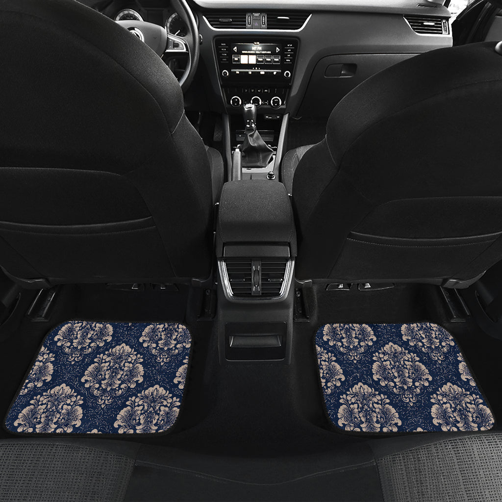 Damask Blue Luxury Print Pattern Car Floor Mats Front Back