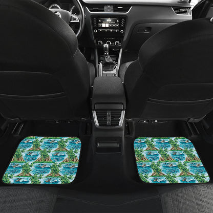 Palm Tree Hawaiian Themed Design Print Car Floor Mats Front Back