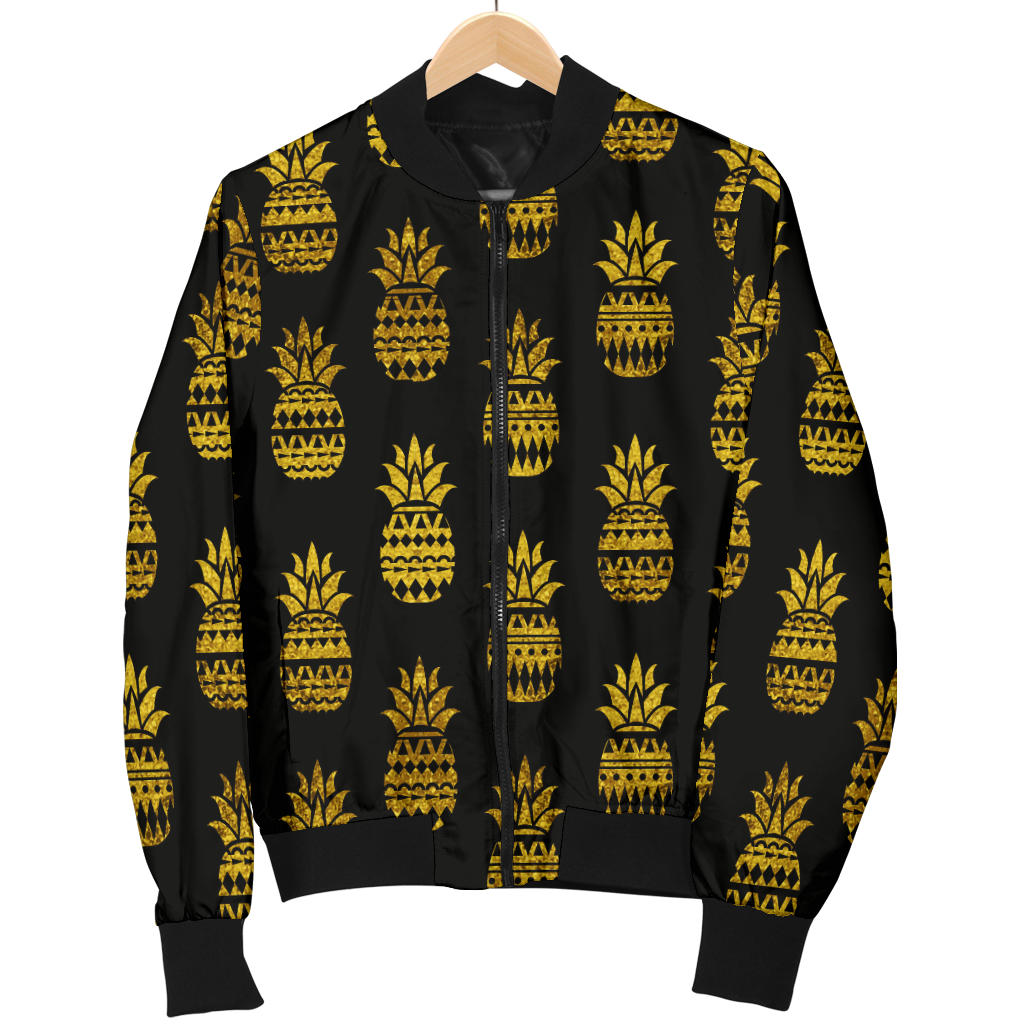 Pineapple Gold Tribal Style Print Men Bomber Jacket
