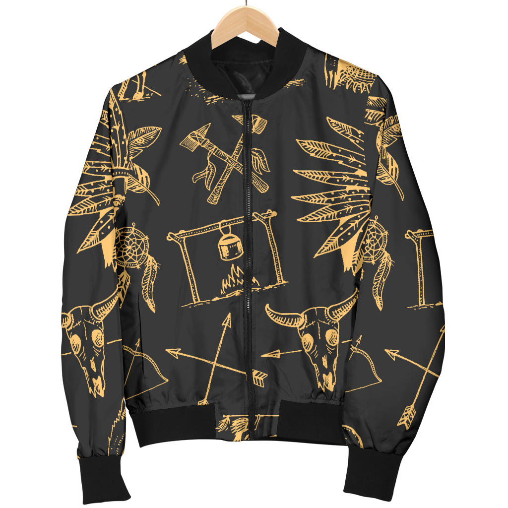 American indian Gold Style Men Bomber Jacket