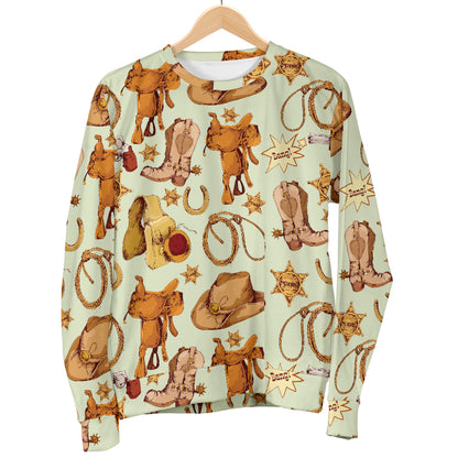 Western Cowboy Design Pattern Women Long Sleeve Sweatshirt