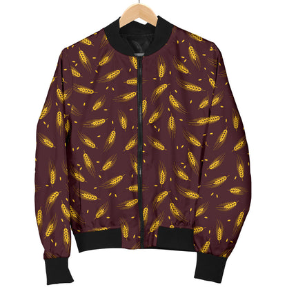 Agricultural Gold Wheat Print Pattern Men Bomber Jacket