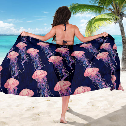 Jellyfish Pattern Print Design 03 Sarong Pareo Wrap