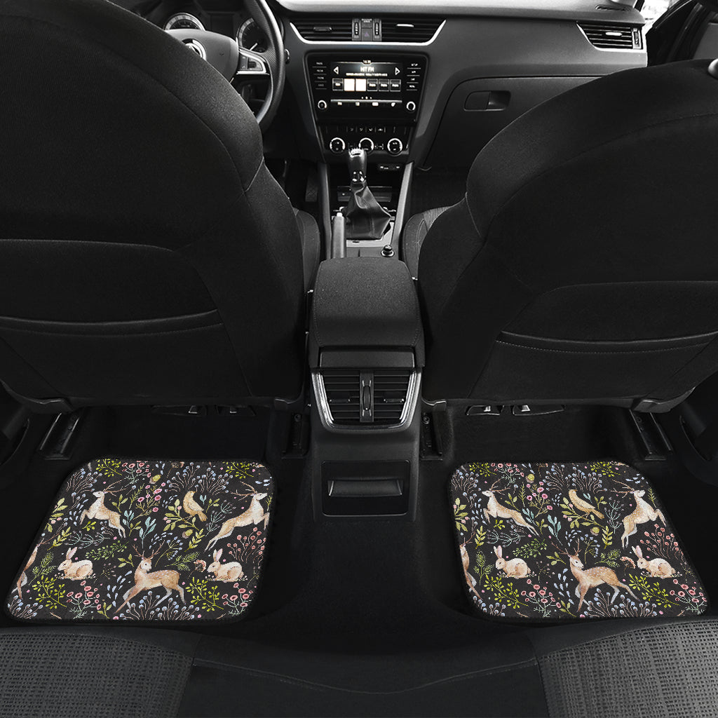 Deer Floral Jungle Car Floor Mats Front Back