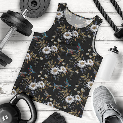 Hummingbird with Embroidery Themed Print Men Tank Top