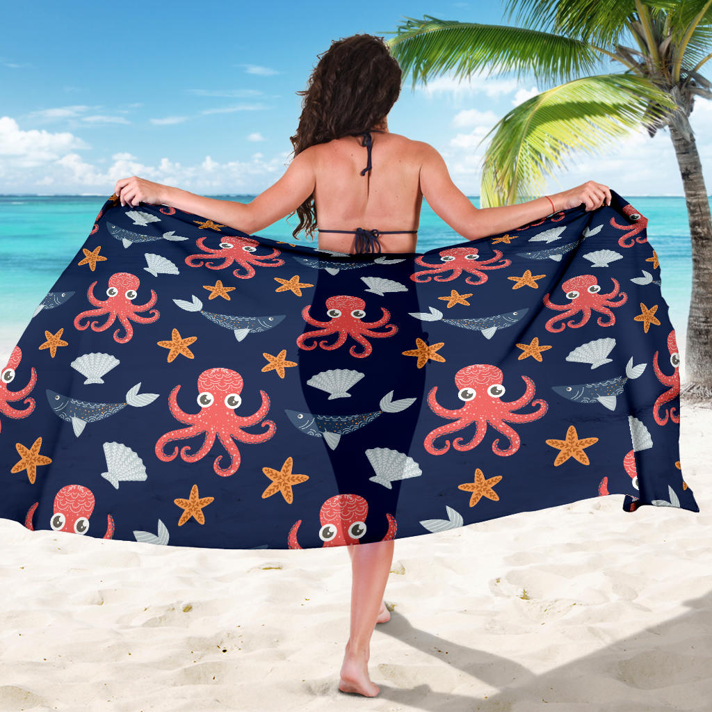Octopus Pattern Print Design A04 Sarong Pareo Wrap