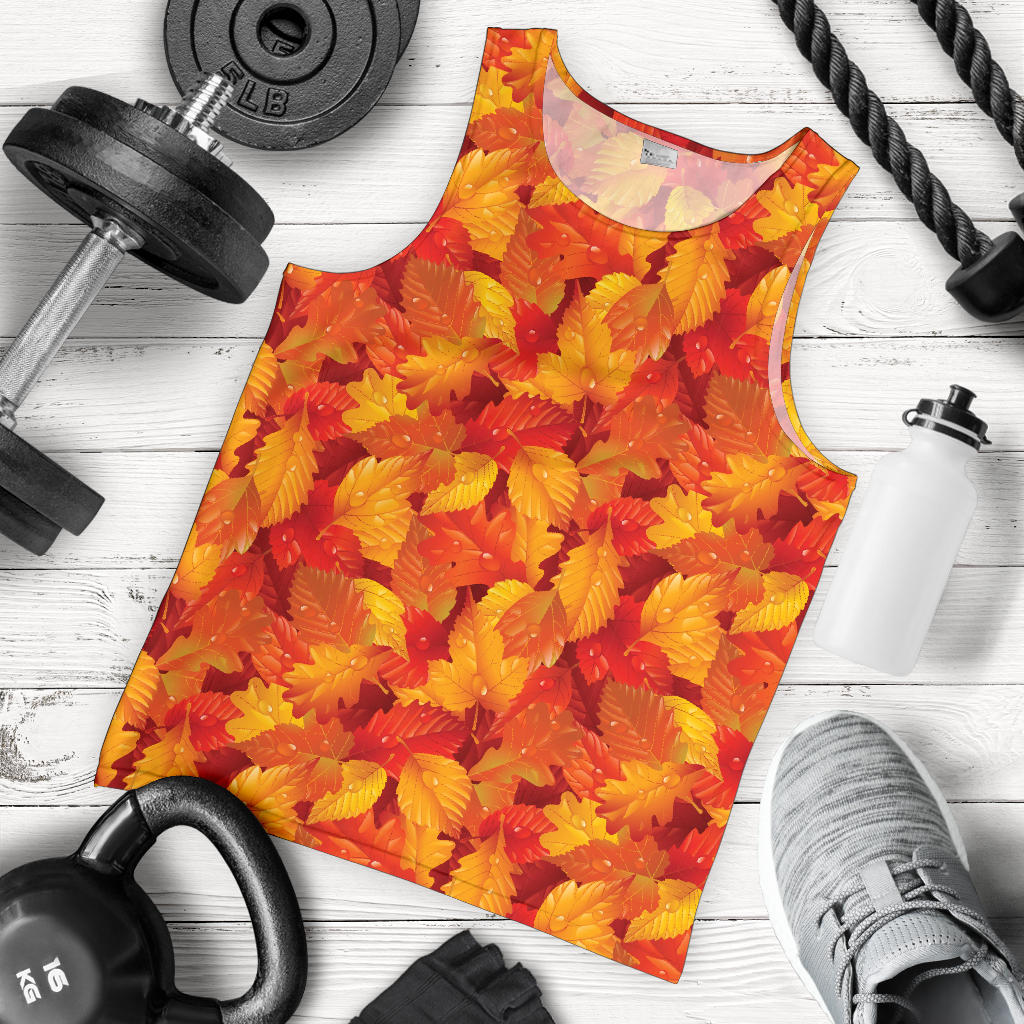 Elm Leave Autum Print Pattern Men Tank Top