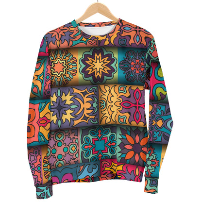 Mandala Style Design Print Men Long Sleeve Sweatshirt