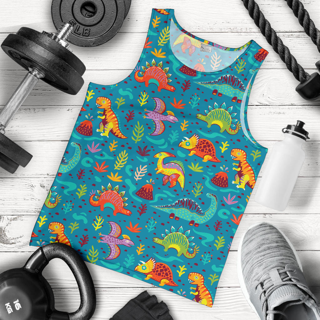 Dinosaur Cartoon Style Men Tank Top