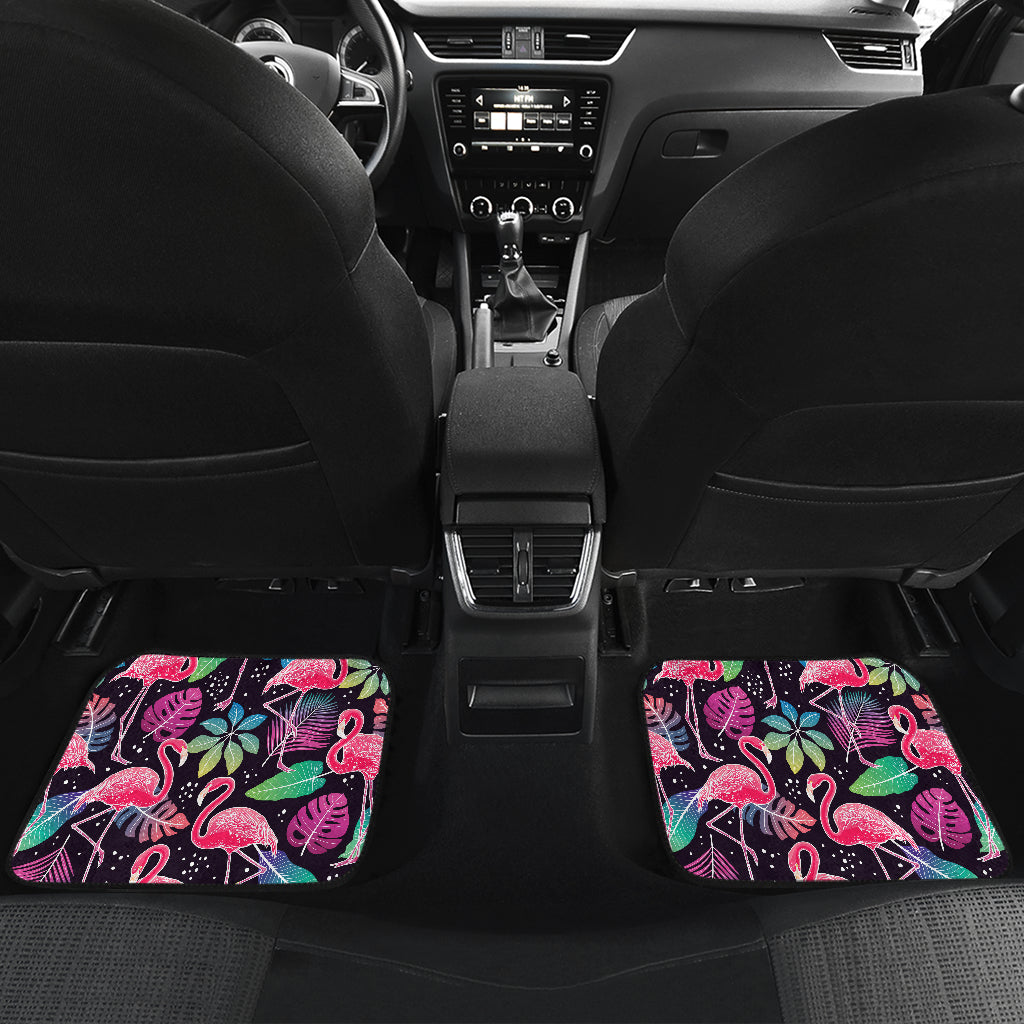 Flamingo Tropical leaves Neon Print Car Floor Mats Front Back
