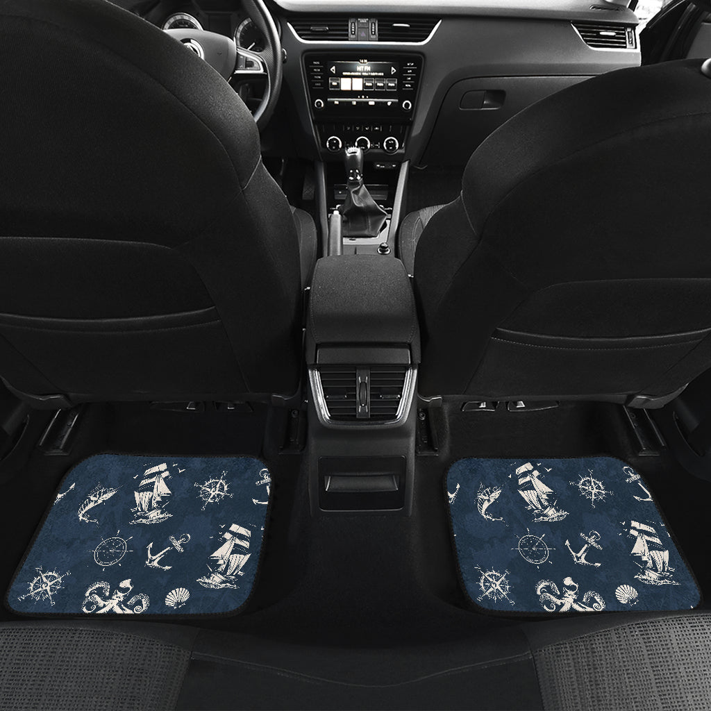 Nautical Sea Themed Print Car Floor Mats Front Back
