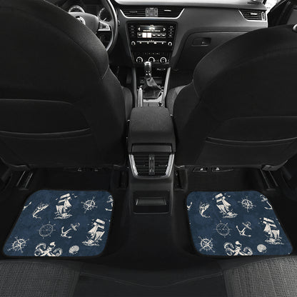 Nautical Sea Themed Print Car Floor Mats Front Back