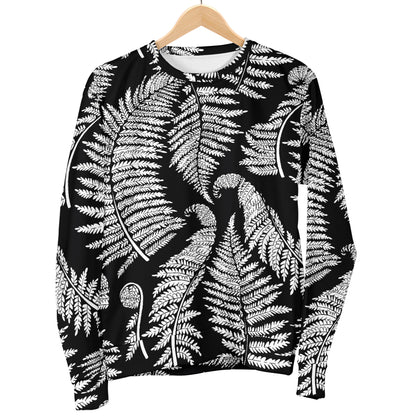 Fern Leave Black White Print Pattern Men Long Sleeve Sweatshirt