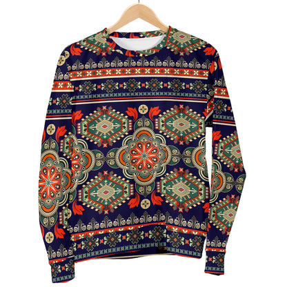 Ethnic Geometric Print Pattern Women Long Sleeve Sweatshirt