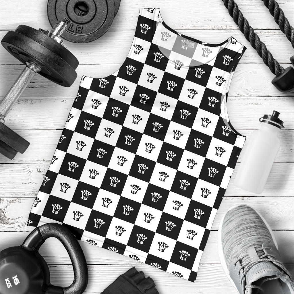 Checkered Flag Crown Pattern Men Tank Top