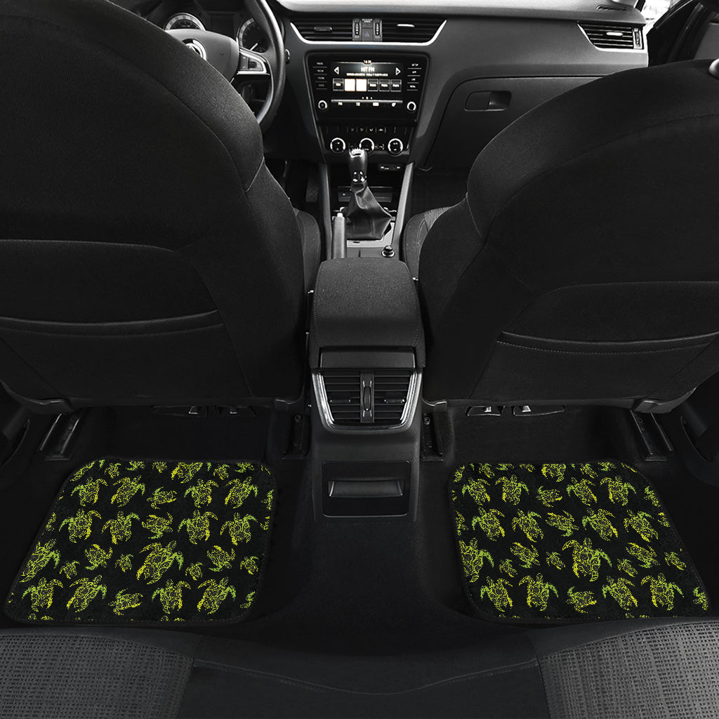 Green Tribal Turtle Polynesian Themed Car Floor Mats Front Back