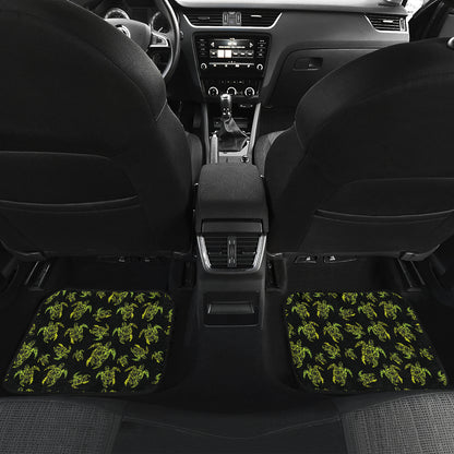 Green Tribal Turtle Polynesian Themed Car Floor Mats Front Back