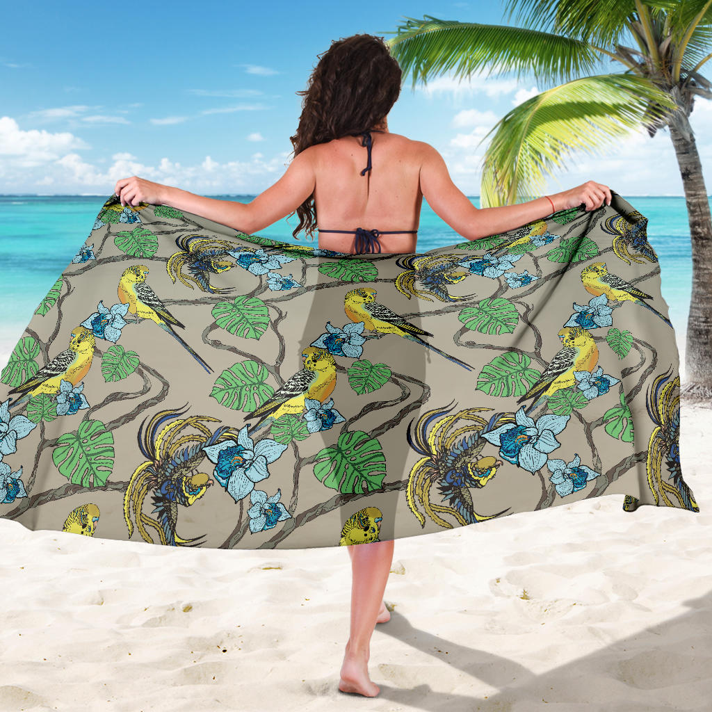 Parakeet Pattern Print Design A02 Sarong Pareo Wrap