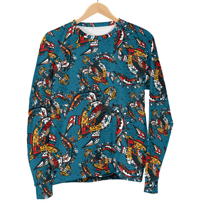 Sea Turtle Tribal Colorful Hand Drawn Women Long Sleeve Sweatshirt