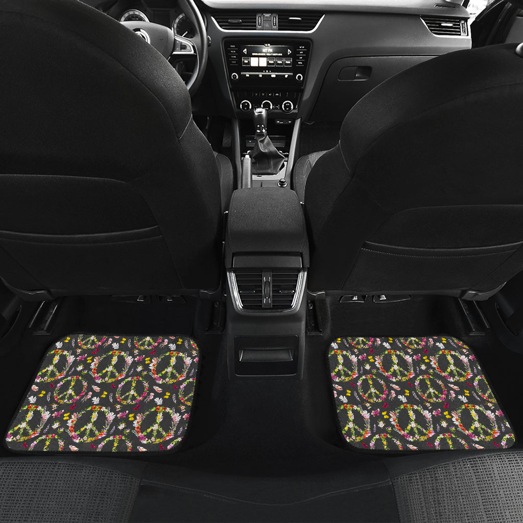 Peace Sign flowers Design Print Car Floor Mats Front Back