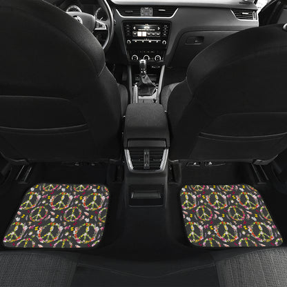Peace Sign flowers Design Print Car Floor Mats Front Back