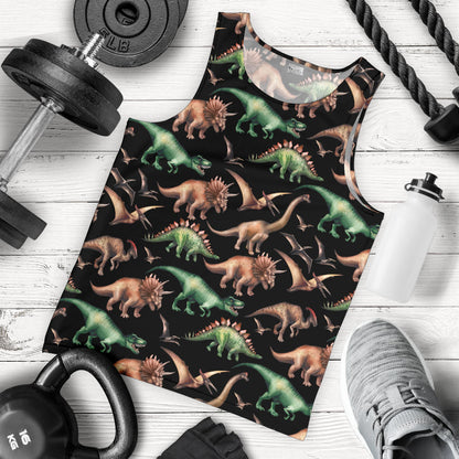 Dinosaur Print Pattern Men Tank Top