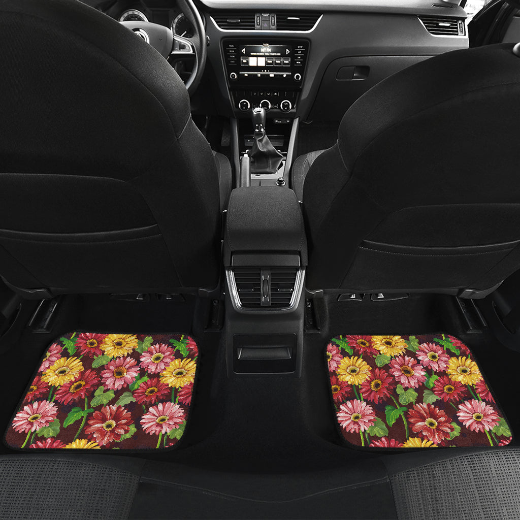 Daisy Gerbera Print Pattern Car Floor Mats Front Back