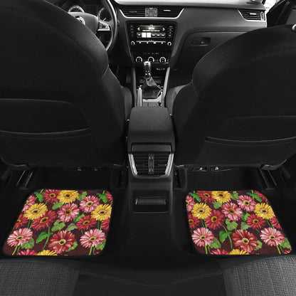 Daisy Gerbera Print Pattern Car Floor Mats Front Back