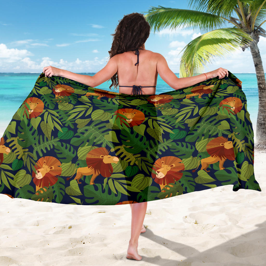Lion Jungle Pattern Print Design 05 Sarong Pareo Wrap