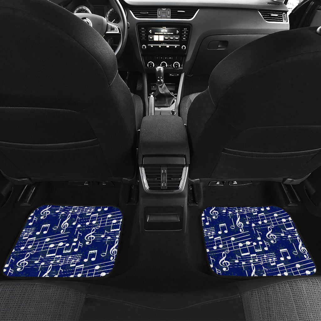 Music Note Blue Themed Print Car Floor Mats Front Back