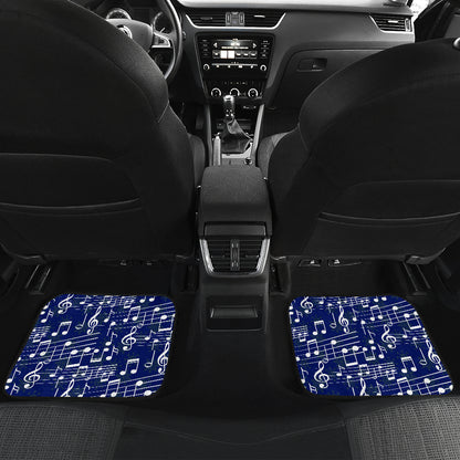 Music Note Blue Themed Print Car Floor Mats Front Back