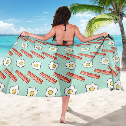 Bacon Sausage Pattern Print Design 01 Sarong Pareo Wrap