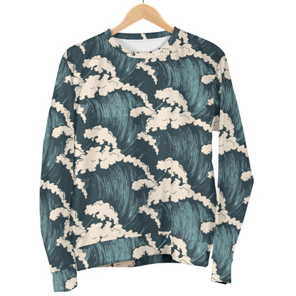 Wave Art Print Women Long Sleeve Sweatshirt