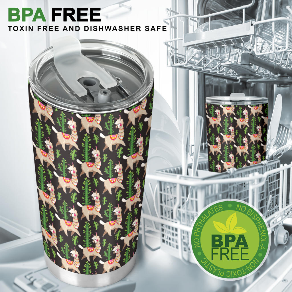 Alpaca Cactus Design Themed Print Tumbler