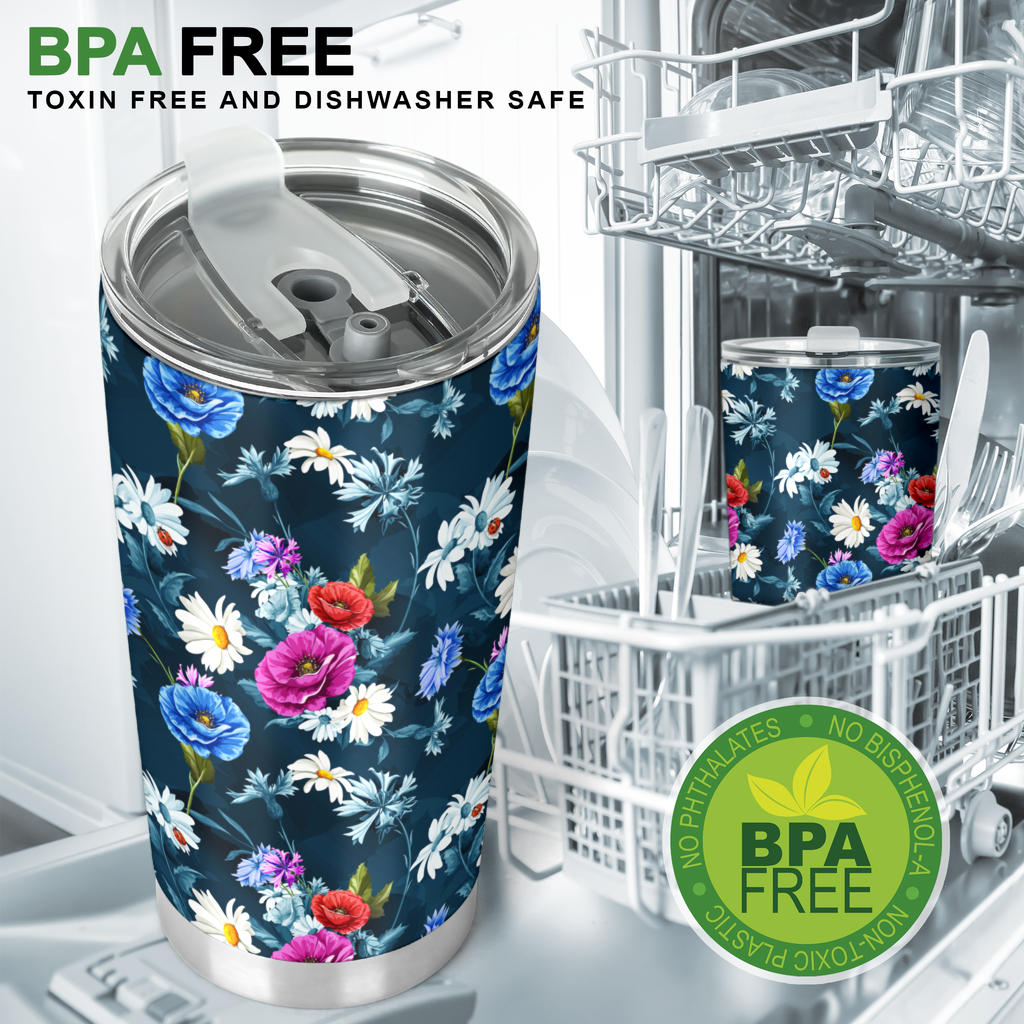 Floral Blue Themed Print Tumbler